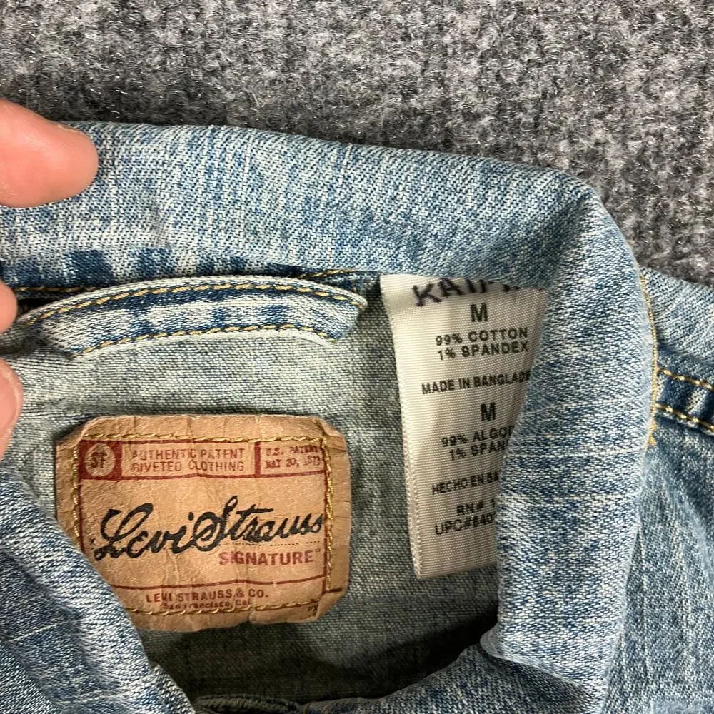 Levi‎ Strauss Jacket Girls M Blue Denim Button Front Trucker Jean Western Style